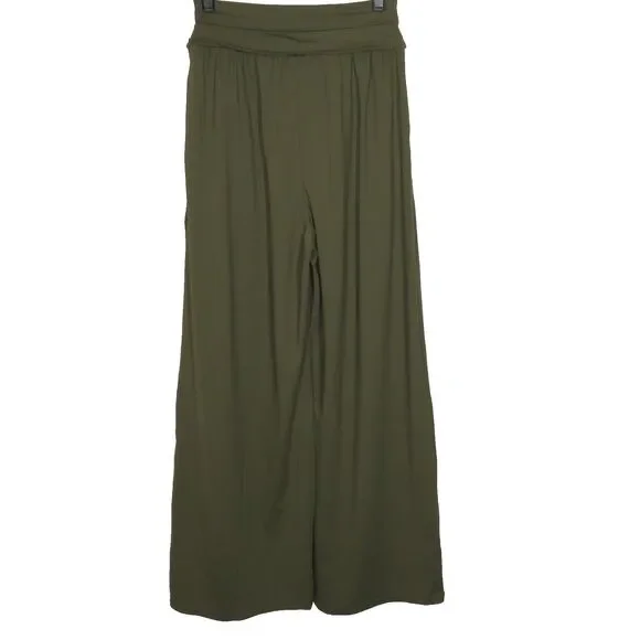 Halara Olive Super High Waist Flowy Wide Leg Pull On Side Pocket Pants Size XS - Picture 8 of 11